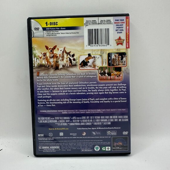 Disney Beverly Hills Chihuahua 2 DVD Rated G Disney Widescreen - Picture 2 of 3